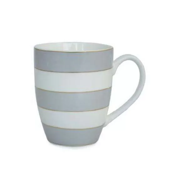 Set 6 Bone China Mugs - Spots & Stripes - Grey - Image 2
